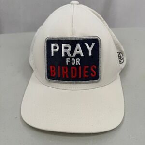 Mens White Pray For Birdies Golf Hat Snapback Patch Cap Perforated Adjustable